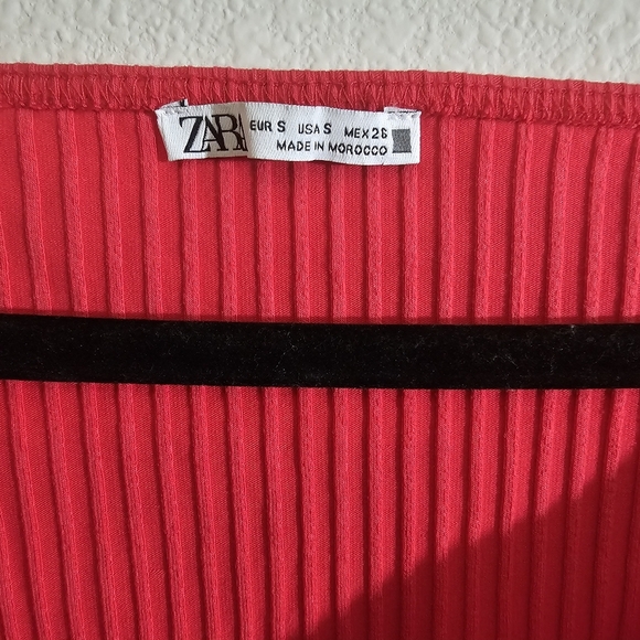 Zara Top S Pink Ribbed Crop - Picture 6 of 6